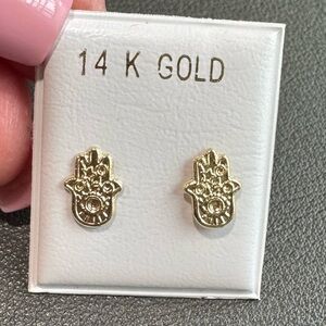 14K Gold Hamsa Earrings